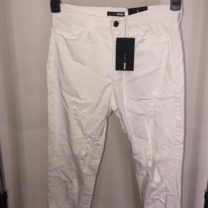 Fashion Nova Distressed White Jeans